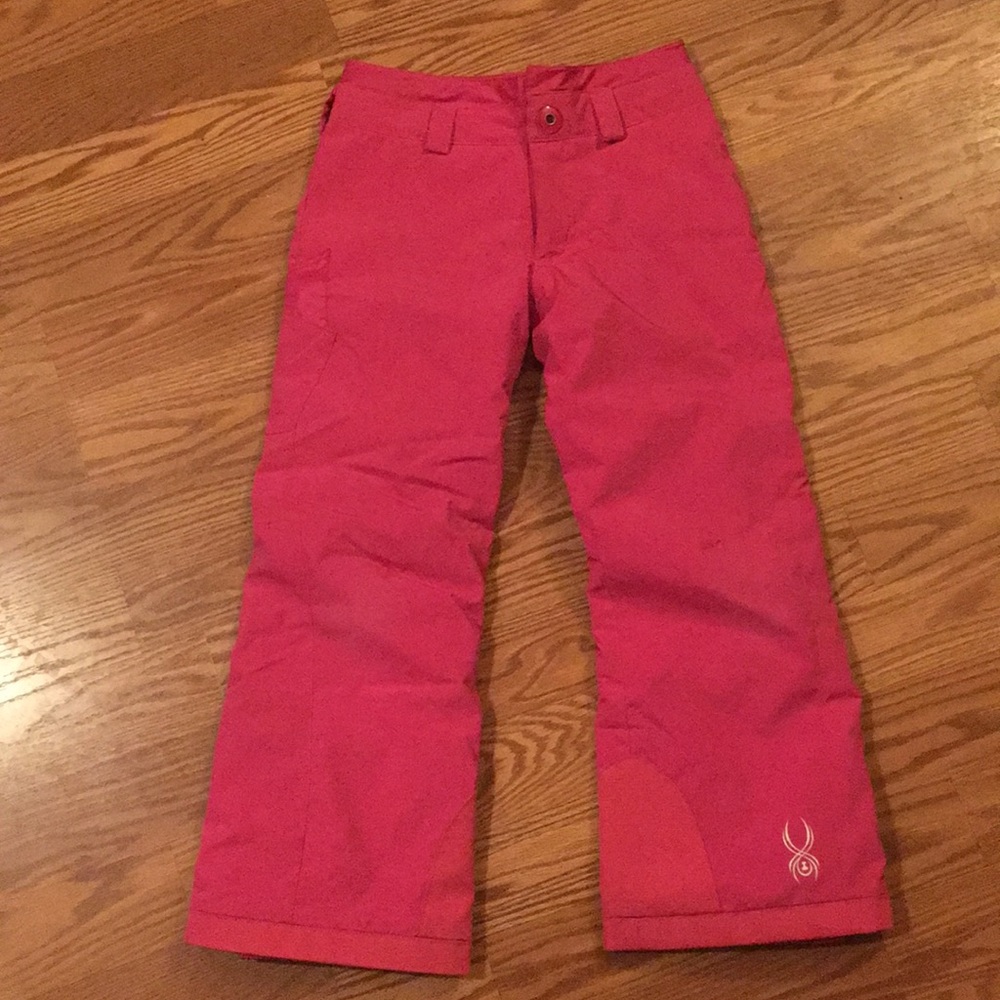 Bright pink ski pants